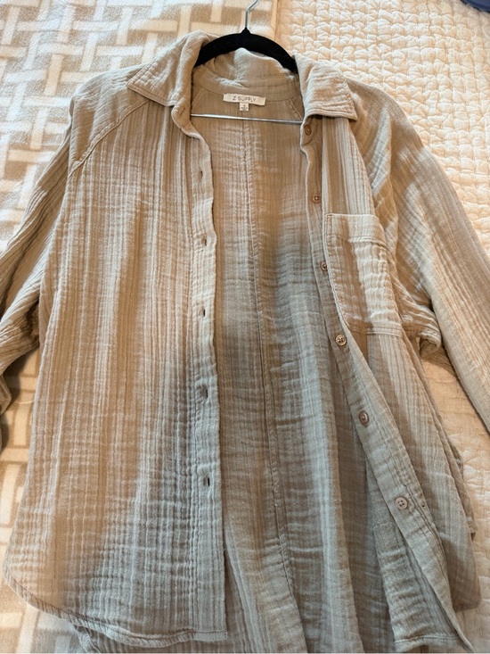 Z Supply Tops - Z Supply Gauzy Button-Front Shirt Jacket - Taupe